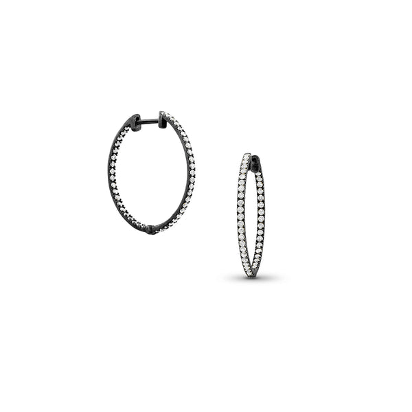 white diamond, black gold one-inch hoop earrings  <span class='visuallyhidden'>Call, text 323-404-2959 for shopping help.</span>